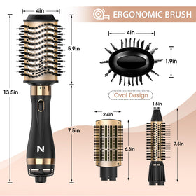 Natrial Hair Dryer Brush in use on long hair