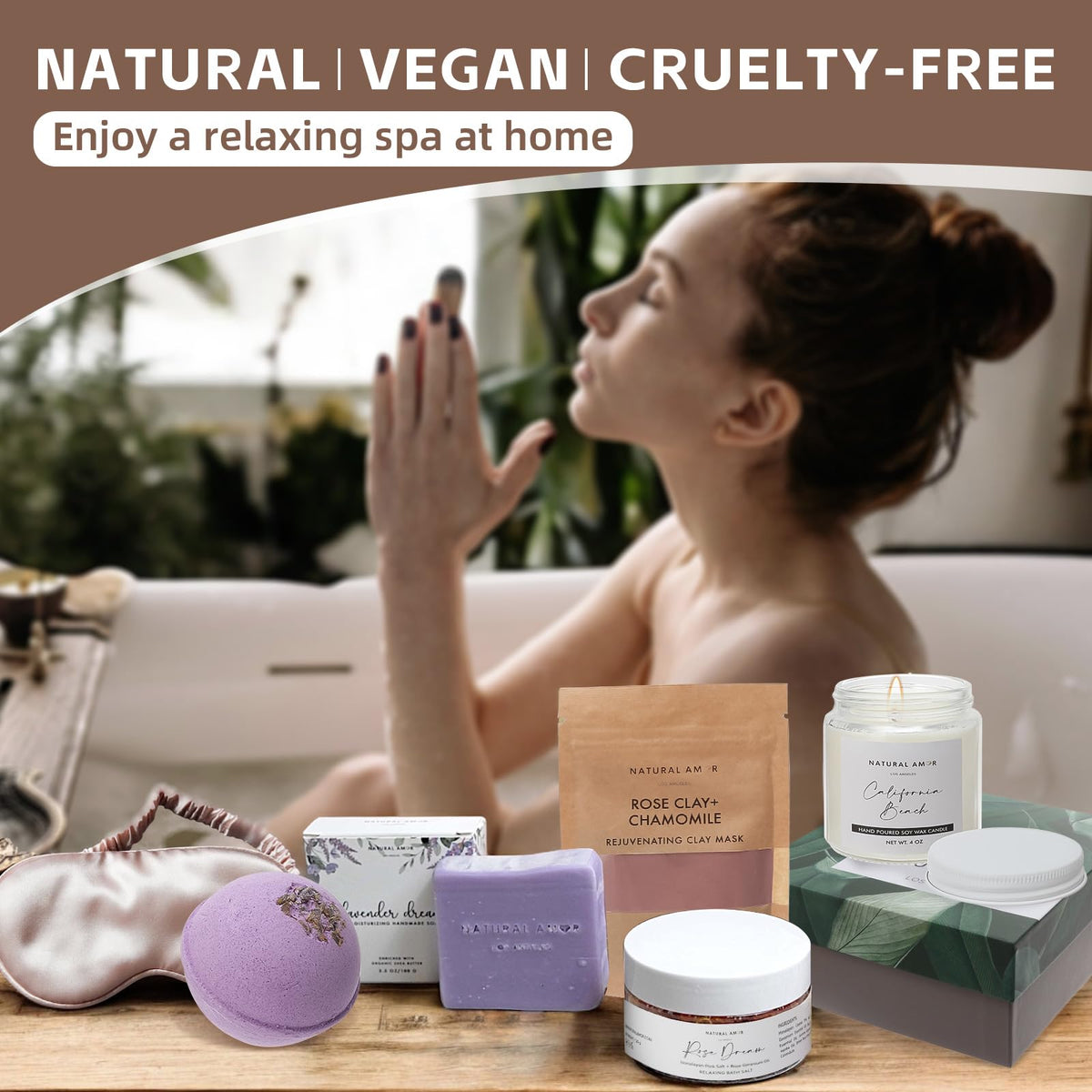NATURAL AMOR Spa Gift Set with all items displayed together