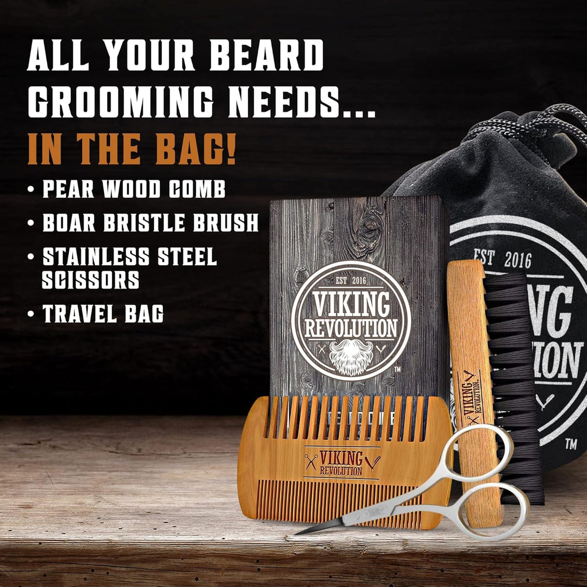 Natural boar bristle brush from Viking Revolution