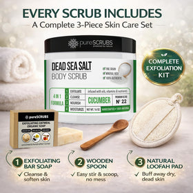 natural exfoliating loofah pad from pureSCRUBS Cucumber Body Scrub Set