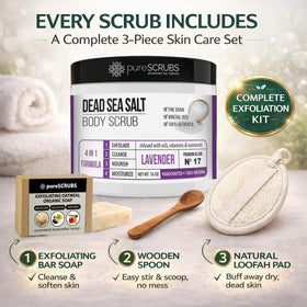 Natural exfoliating loofah pad included in the set