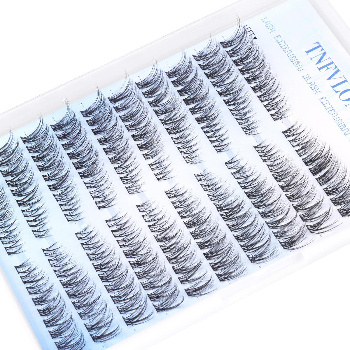 Natural lash clusters displayed in TNFVLONEINS packaging