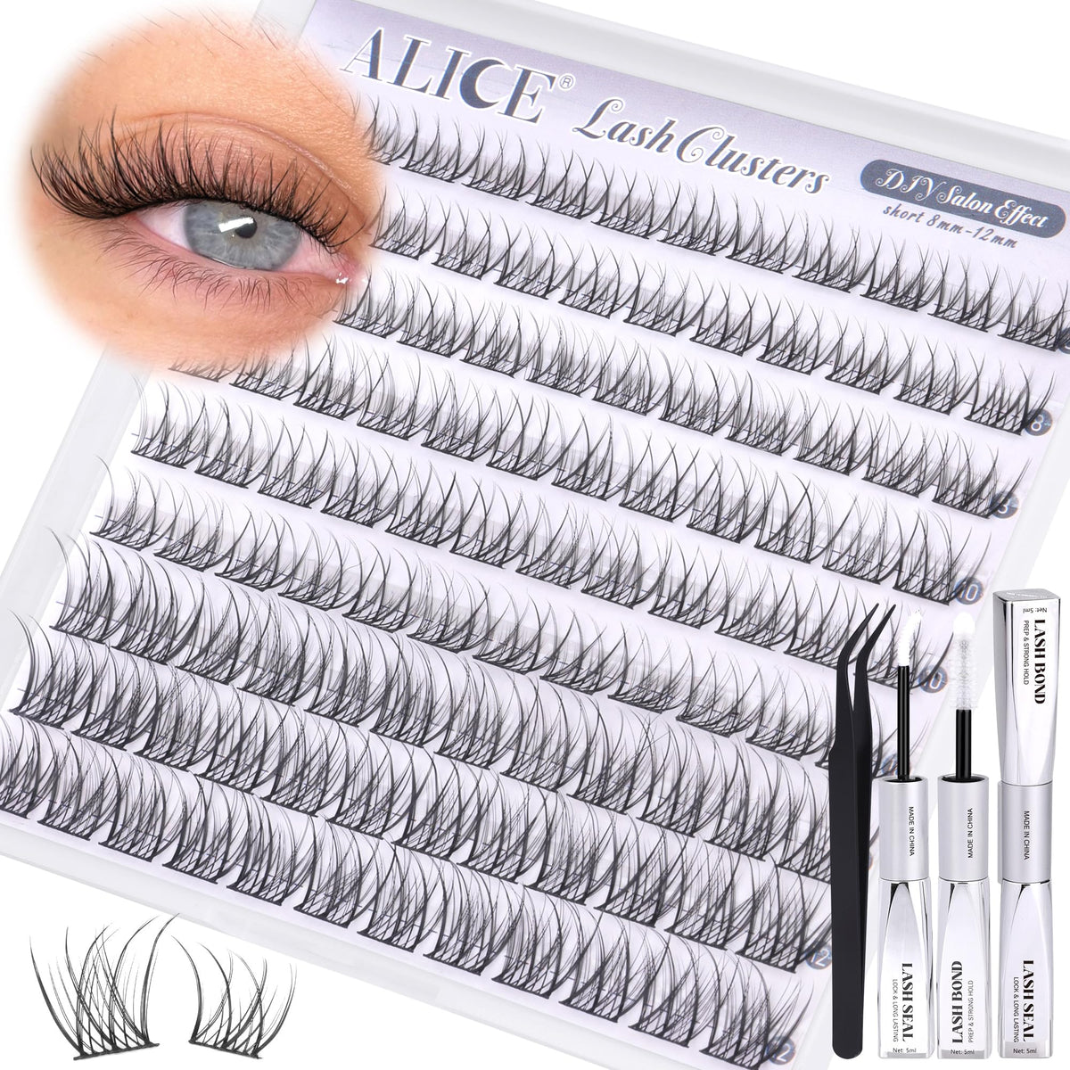 Natural look achieved with ALICE lash clusters