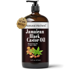 Natural Riches Jamaican Black Castor Oil 16 fl oz glass bottle front view