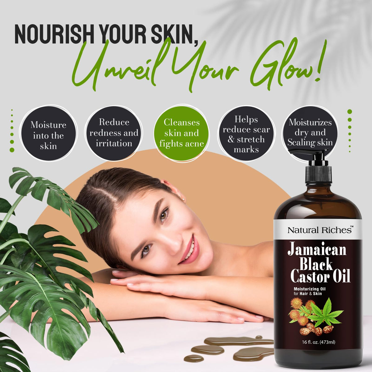 Natural Riches Jamaican Black Castor Oil for eyelash and eyebrow care
