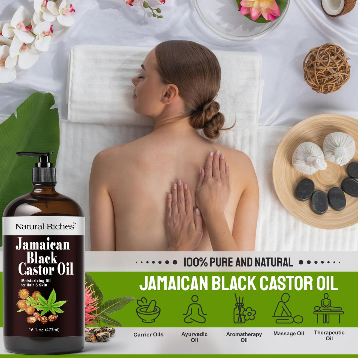 Natural Riches Jamaican Black Castor Oil usage instructions