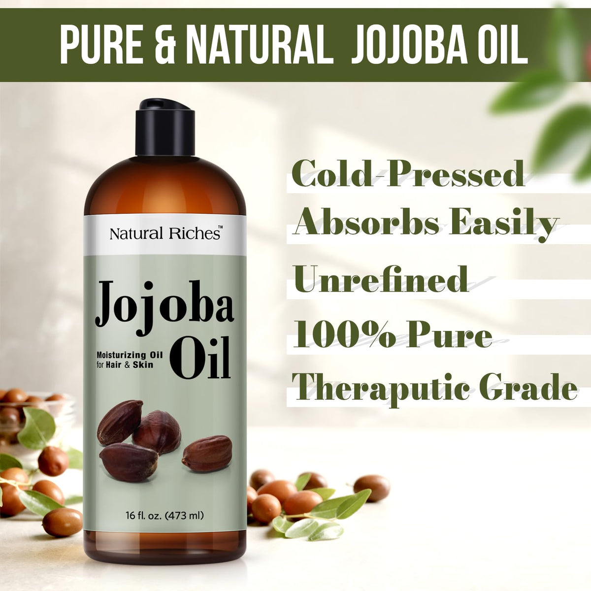 Natural Riches Jojoba Oil with a dropper