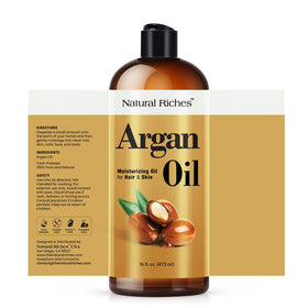 Natural Riches Moroccan Argan Oil 16 Fl Oz bottle side view