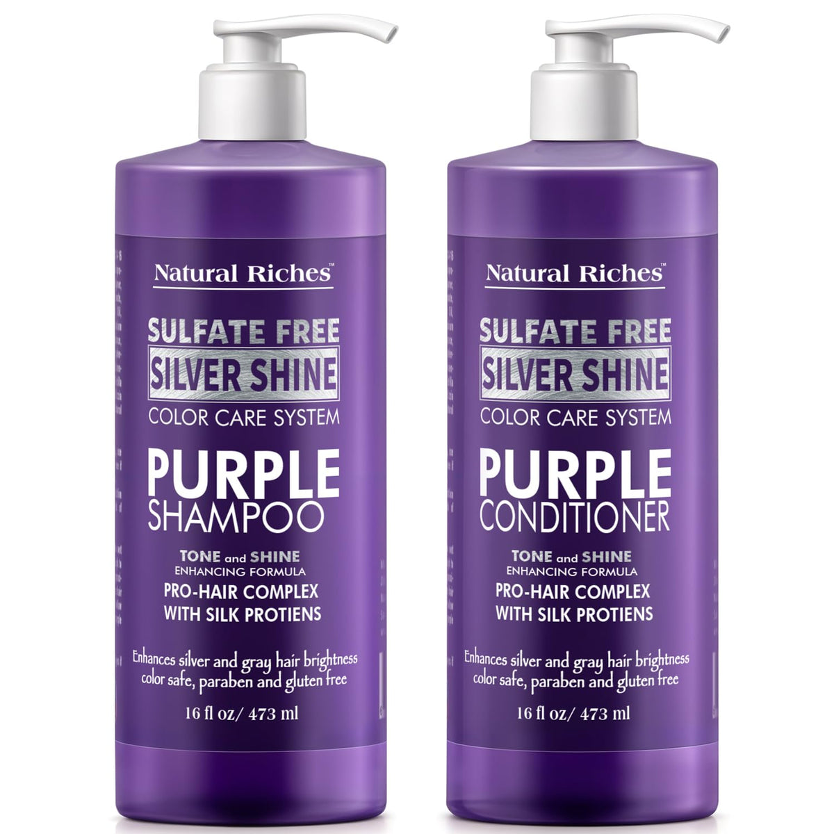 Natural Riches Purple Shampoo and Conditioner Set 16 Fl Oz front view