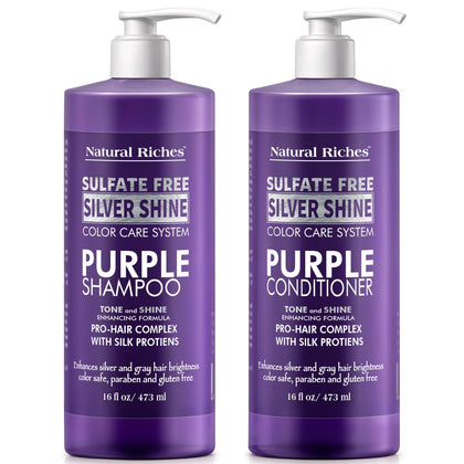 Natural Riches Purple Shampoo and Conditioner Set 16 Fl Oz front view