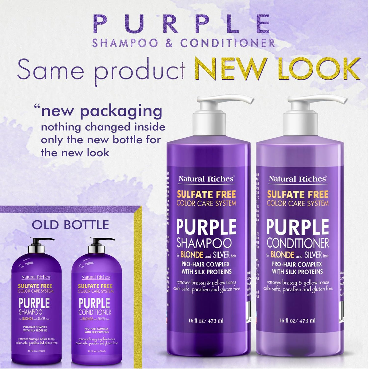 Natural Riches Purple Shampoo bottle side view
