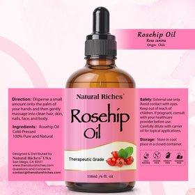 Natural Riches Rosehip Seed Oil bottle with cap