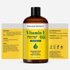 Natural Riches Vitamin E Oil bottle with label