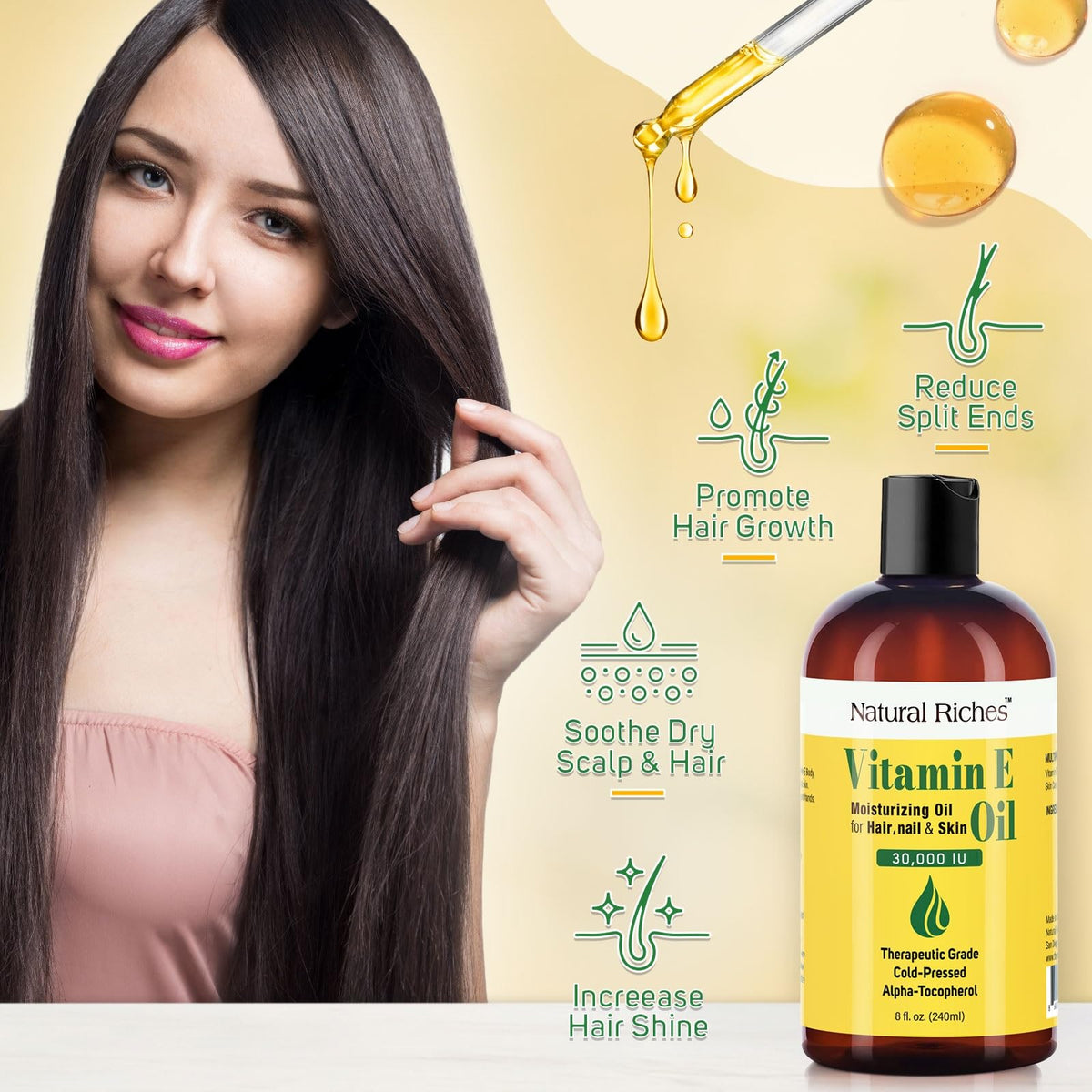 Natural Riches Vitamin E Oil in a lifestyle setting