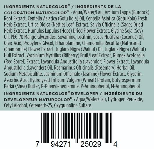 Naturcolor hair color packaging with color options