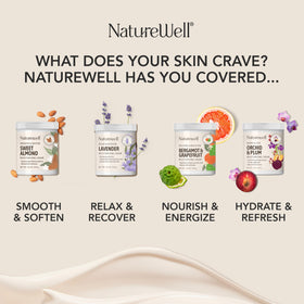 NATURE WELL Bergamot & Grapefruit Body Cream on bathroom counter