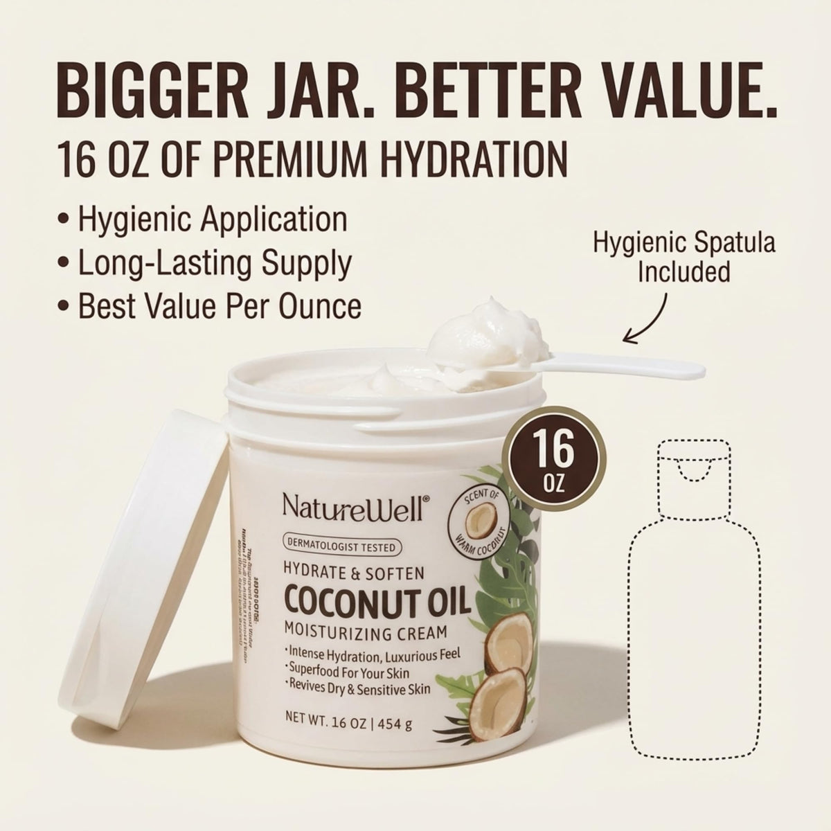 NATURE WELL Coconut Oil Moisturizing Cream in bathroom setting