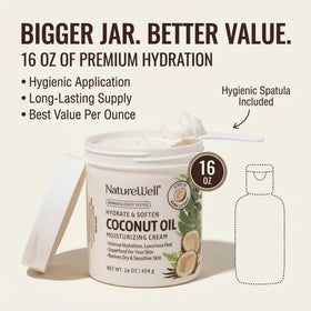NATURE WELL Coconut Oil Moisturizing Cream in bathroom setting