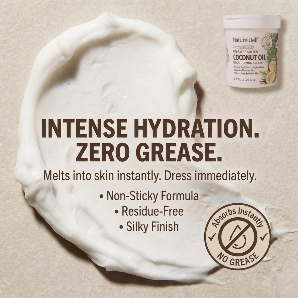 NATURE WELL Coconut Oil Moisturizing Cream packaging, 16 ounces