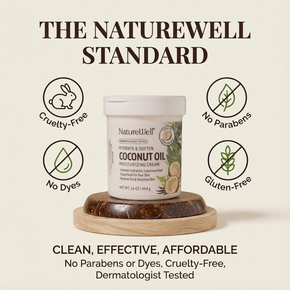 NATURE WELL Coconut Oil Moisturizing Cream with other skincare products