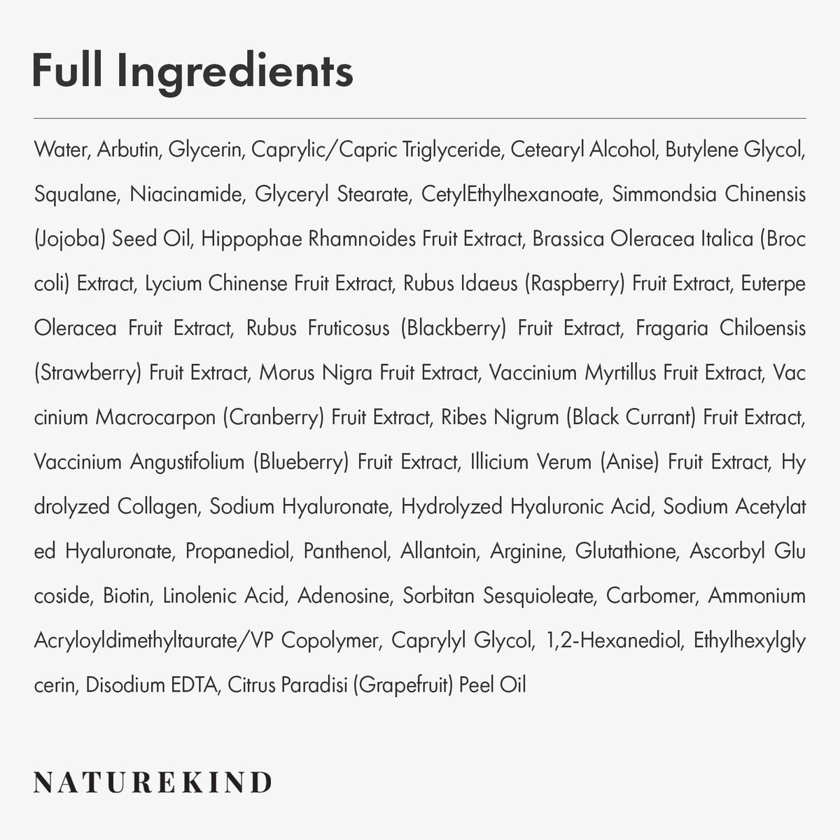NATUREKIND Hyaluron Lifting Eye Cream with ingredients list