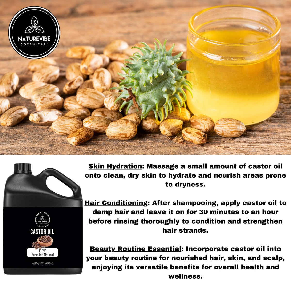 Naturevibe Botanicals Castor Oil with essential oils