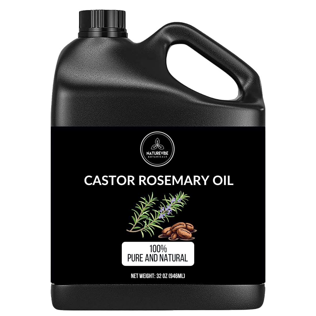 Naturevibe Botanicals Castor Rosemary Oil 32 oz front view