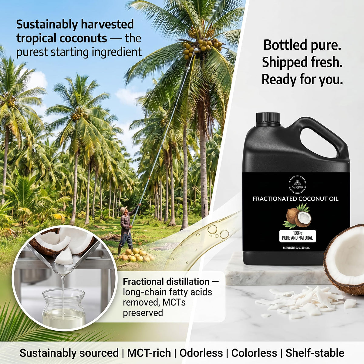 Naturevibe Botanicals Fractionated Coconut Oil in a skincare routine