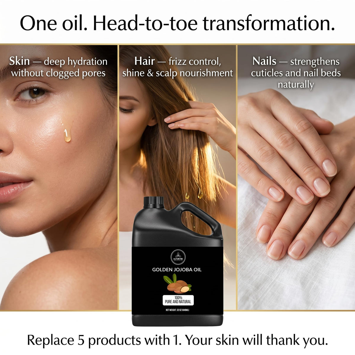 Naturevibe Botanicals Golden Jojoba Oil in a beauty routine