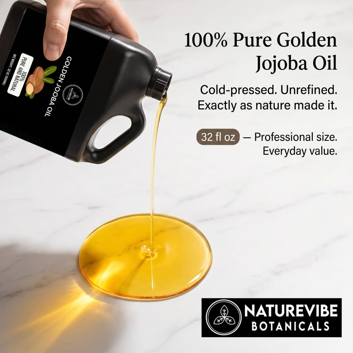 Naturevibe Botanicals Golden Jojoba Oil pour close-up