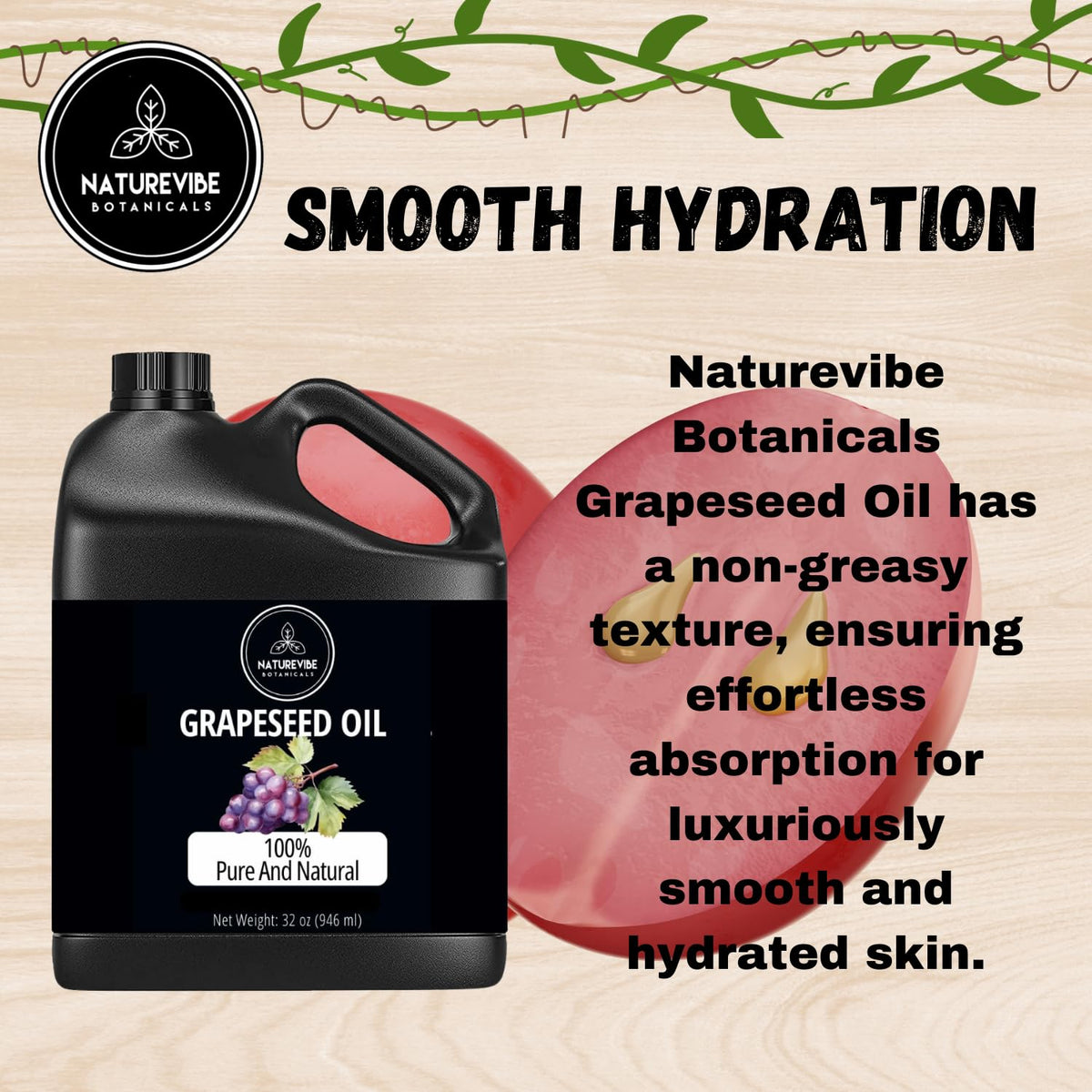 Naturevibe Botanicals Grapeseed Oil with essential oils