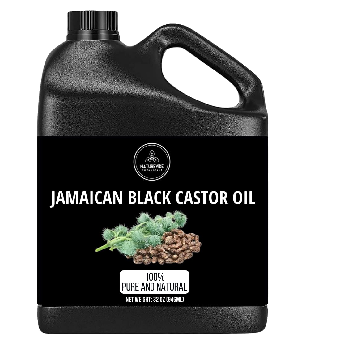 Naturevibe Botanicals Jamaican Black Castor Oil 32 oz jar front view