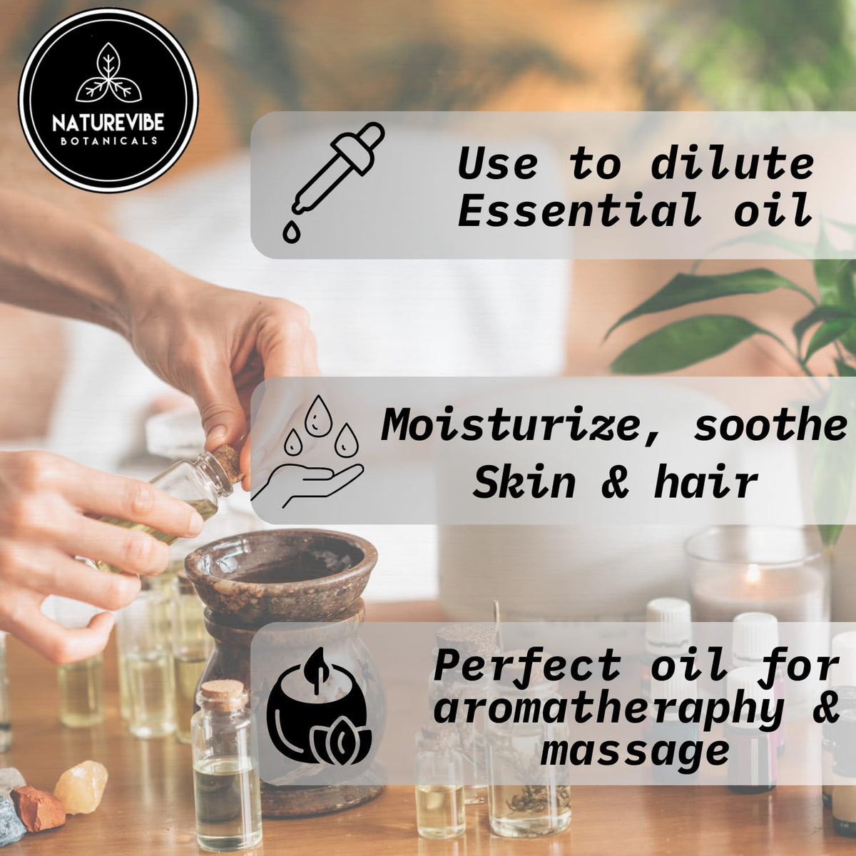 Naturevibe Botanicals Jamaican Black Castor Oil with application tools