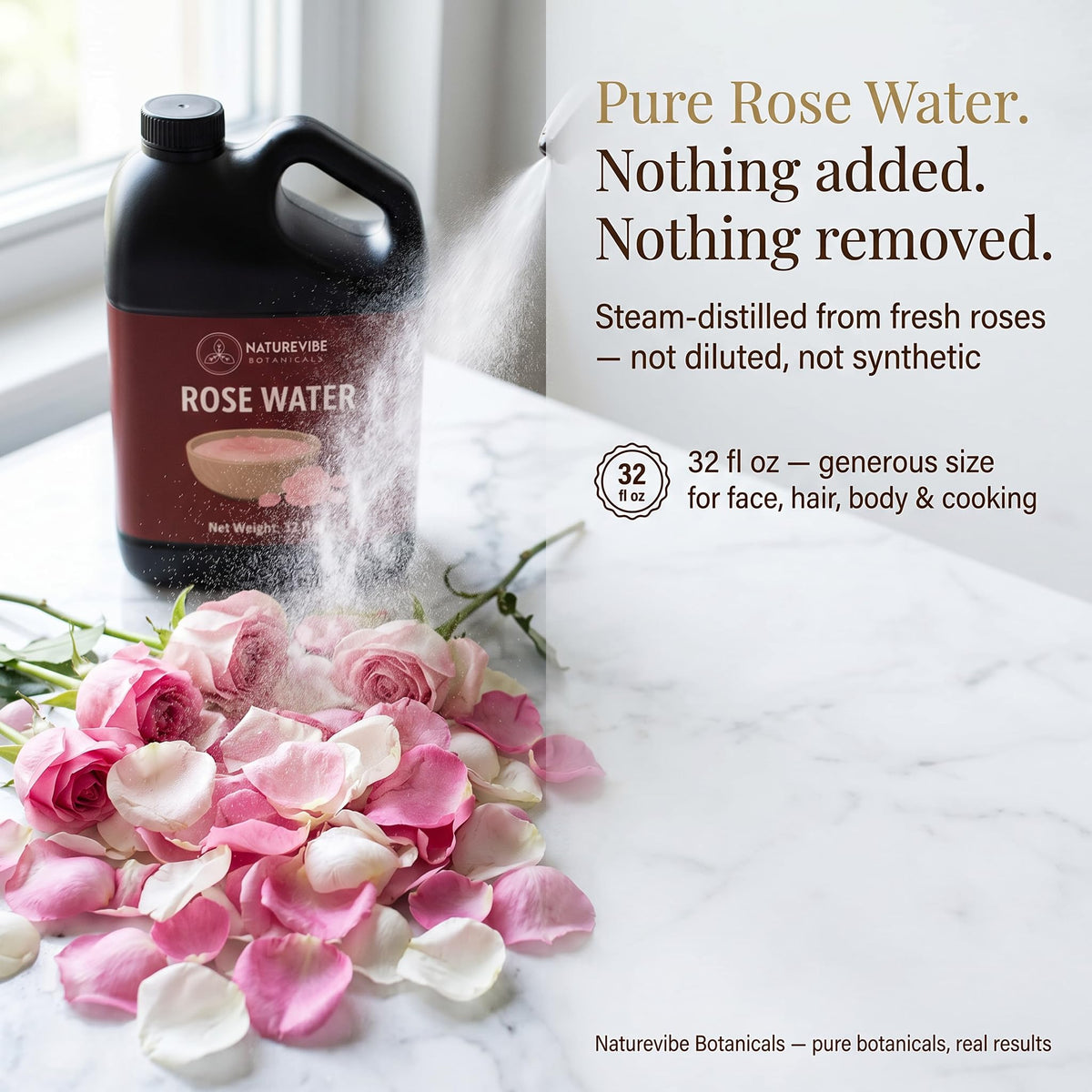 Naturevibe Botanicals Pure Rose Water Toner close-up of spray nozzle