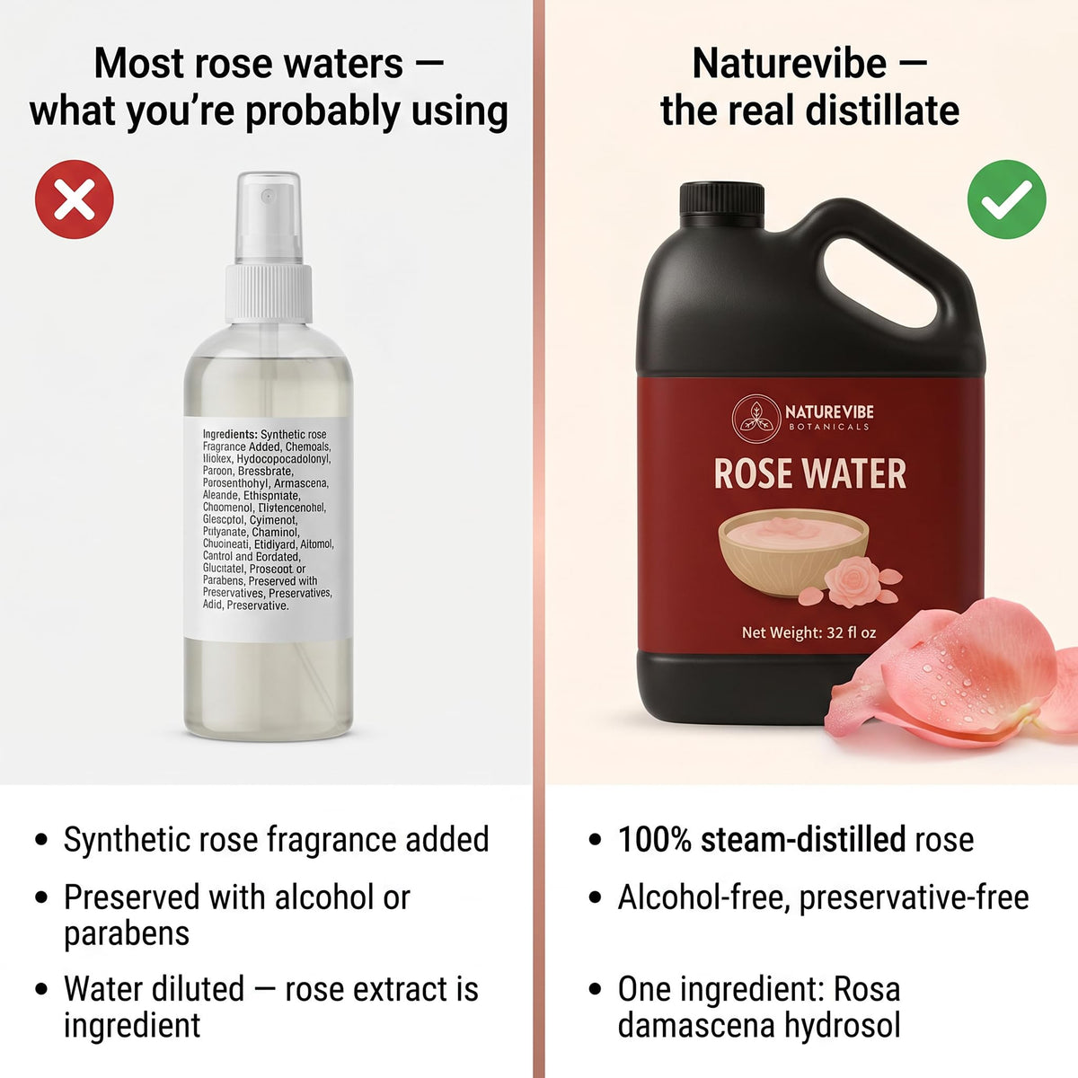 Naturevibe Botanicals Pure Rose Water Toner in lifestyle setting on vanity