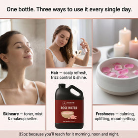 Naturevibe Botanicals Pure Rose Water Toner misting on skin
