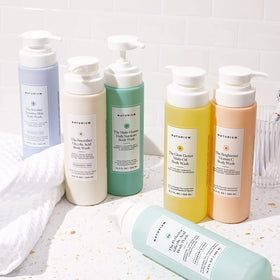 Naturium body wash with a soft sponge