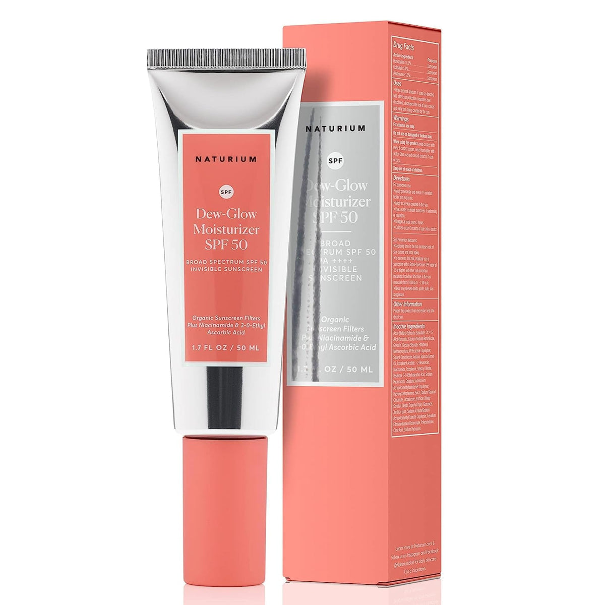 Naturium Dew-Glow Moisturizer SPF 50 front view with packaging