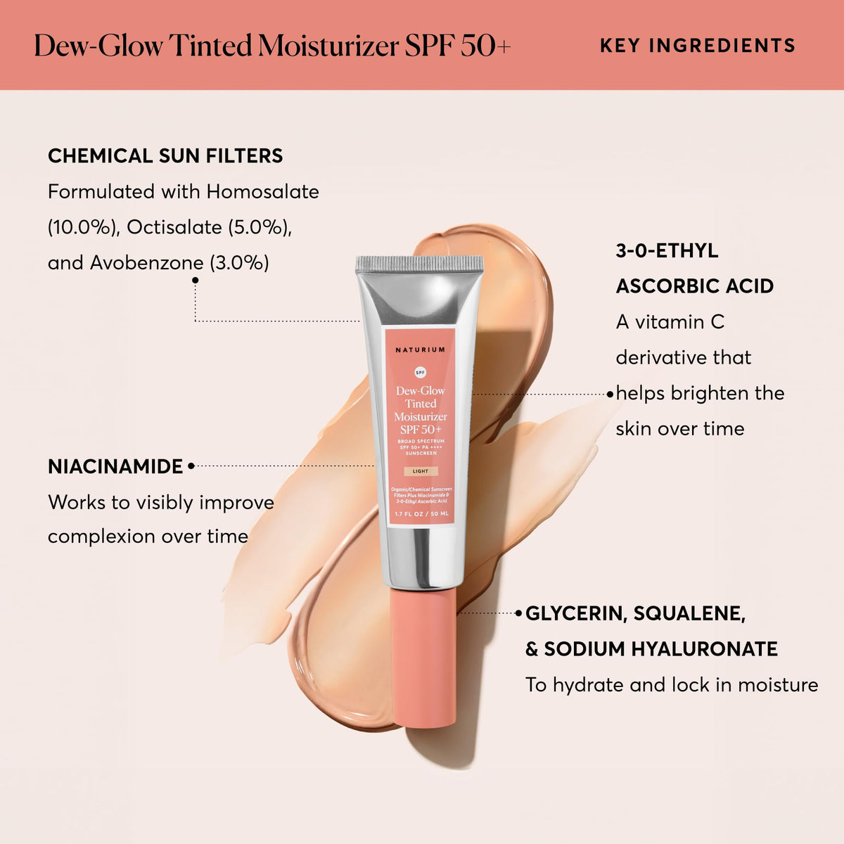 Naturium Dew-Glow Tinted Moisturizer SPF 50+ dewy finish