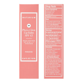 Naturium Phyto-Glow Lip Balm SPF 45 showing packaging and product details