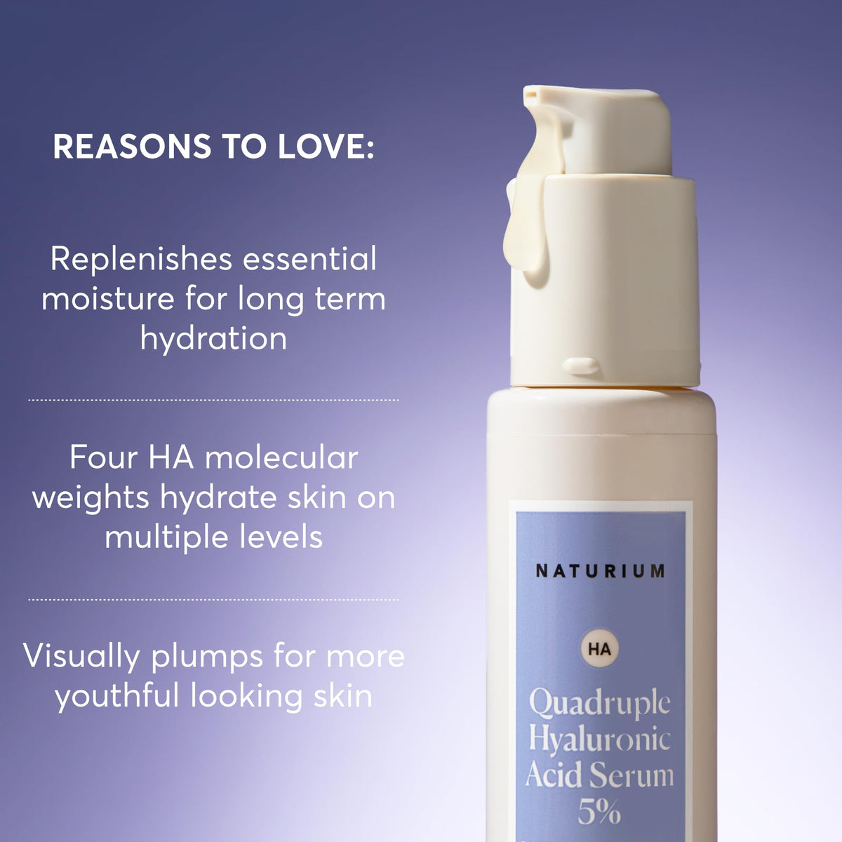 Naturium Quadruple Hyaluronic Acid Serum 5% on a marble surface