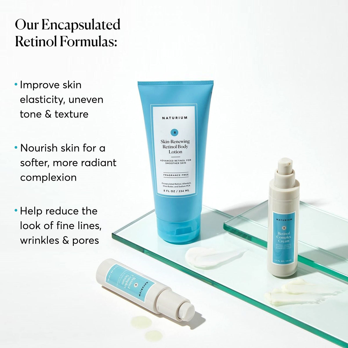 Naturium Skin-Renewing Retinol Body Lotion in bathroom setting