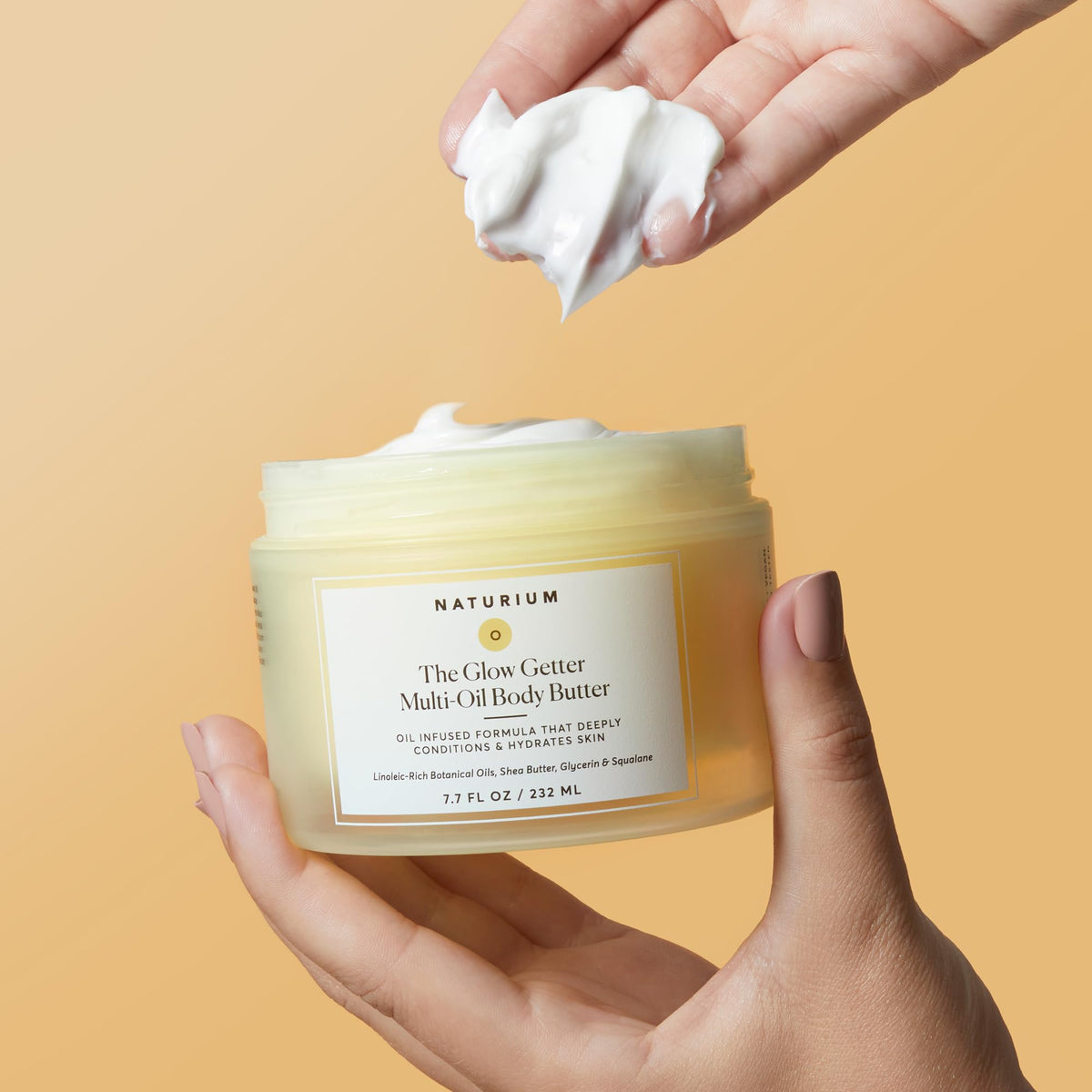 Naturium The Glow Getter Multi-Oil Body Butter application process