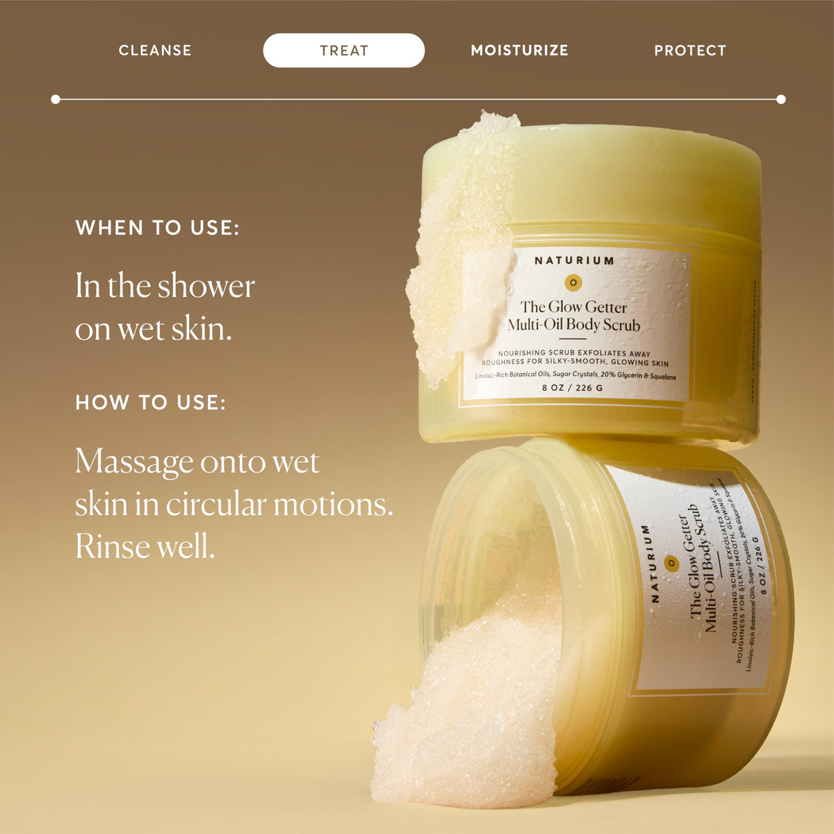 Naturium The Glow Getter Multi-Oil Body Scrub with sugar crystals