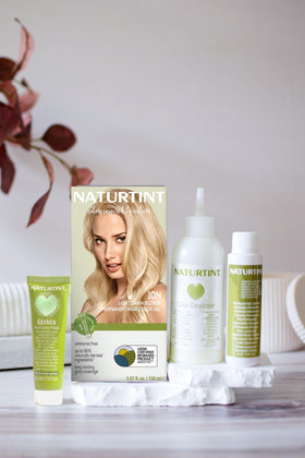 Naturtint 10N Light Dawn Blonde showing application instructions
