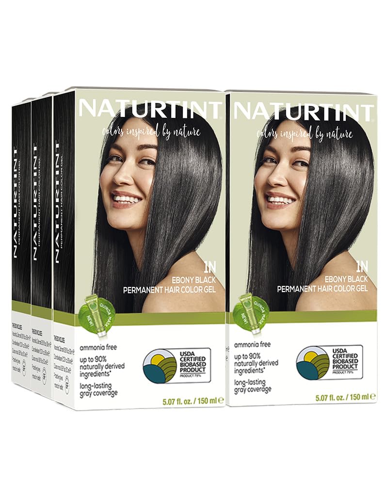 Naturtint 1N Ebony Black Permanent Hair Color pack of 6