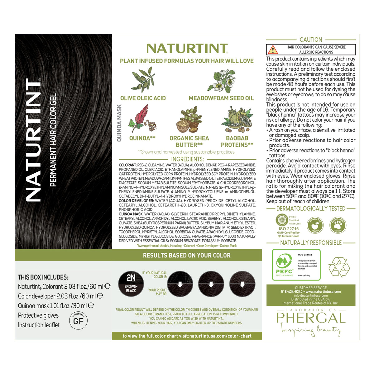 Naturtint 2N Brown Black Hair Color packaging side view
