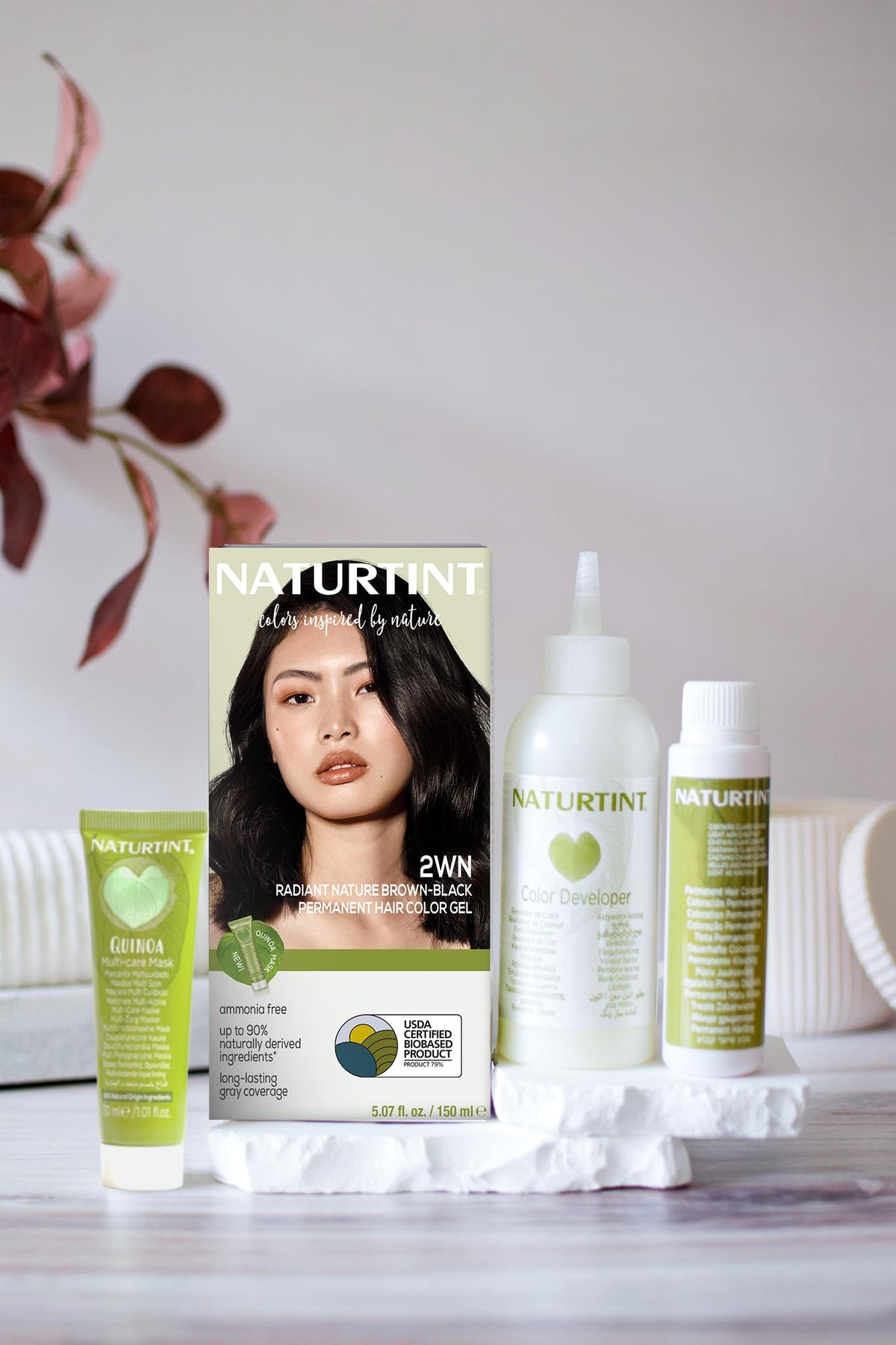 Naturtint 2WN hair color application process with gloves