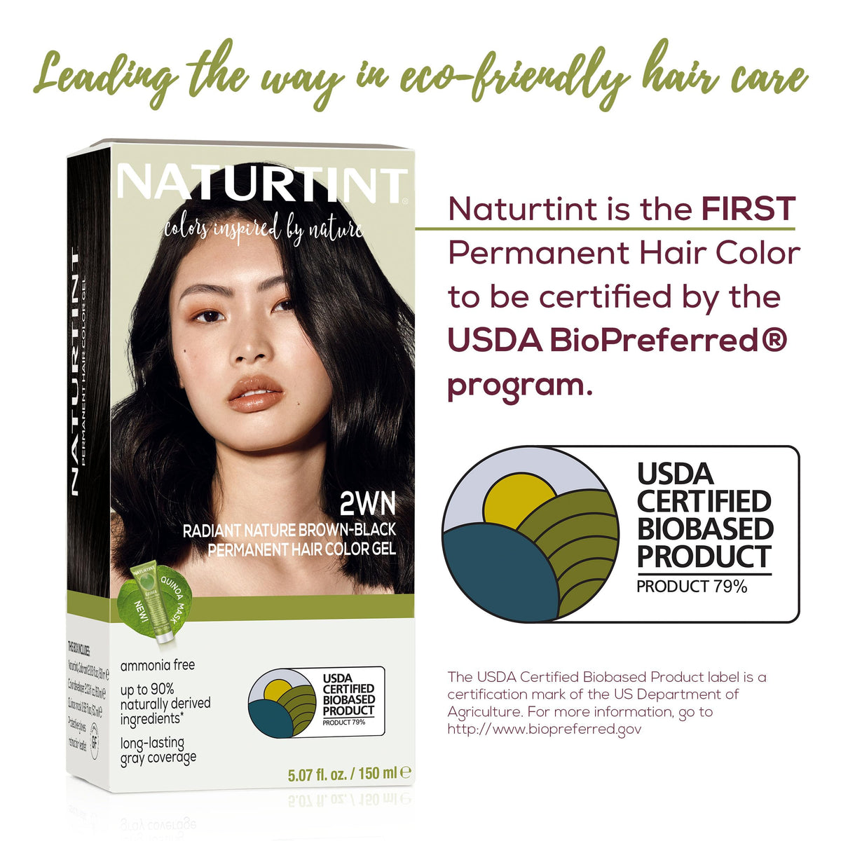 Naturtint 2WN hair color swatch showing rich brown-black shade