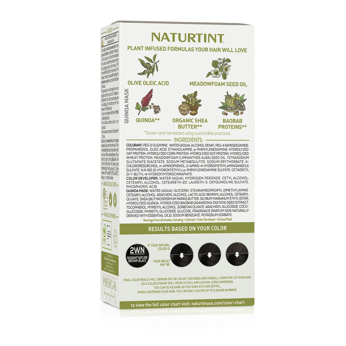 Naturtint 2WN ingredients list highlighting plant-based components